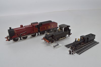 Lot 769 - Course Scale commercially kitbuilt 2-4-0 locomotive No 1384 with Lima LMS 0-6-0  locomotive and Tender, no 4683 and 00 gauge 4-4-0 locomotive and tender with 3 sections of track