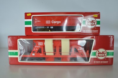 Lot 812 - LGB G Gauge German DB Cargo Self Unloading Wagon and Bogie Hopper Wagon (2)