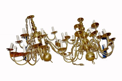 Lot 101 - A pair of Dutch Baroque style twelve branch chandeliers