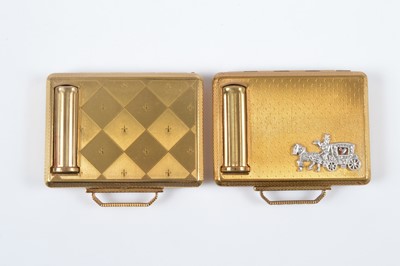 Lot 689 - Two 1950s Kigu gilt metal duo compacts