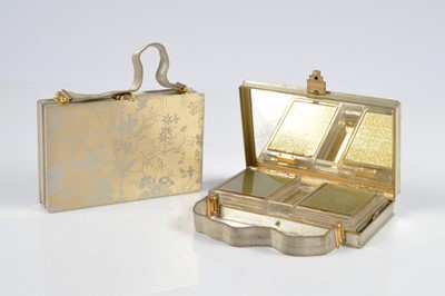 Lot 696 - Two 1930s gilt metal and plastic rectangular carryalls