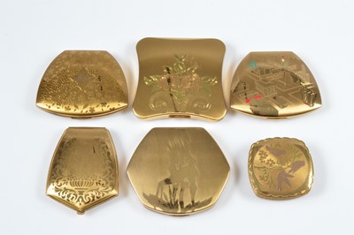 Lot 716 - Six 1950s gilt metal Elgin American compacts