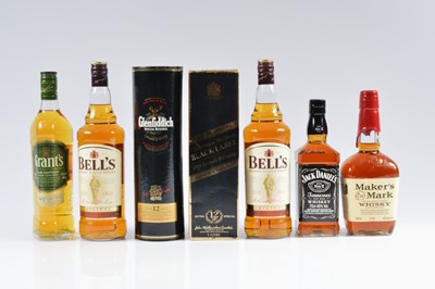 Lot 724 - A selection of seven Scotch Whiskies and American Whiskey