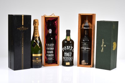Lot 734 - A collection of two Champagnes and three Ports