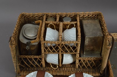 Lot 302 - An early to mid 20th century wicker picnic basket