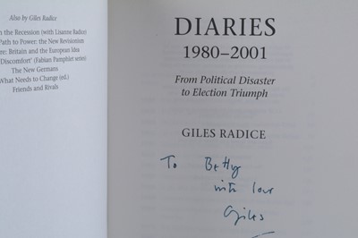 Lot 21 - Three first edition signed and dedicated Giles Radice volumes