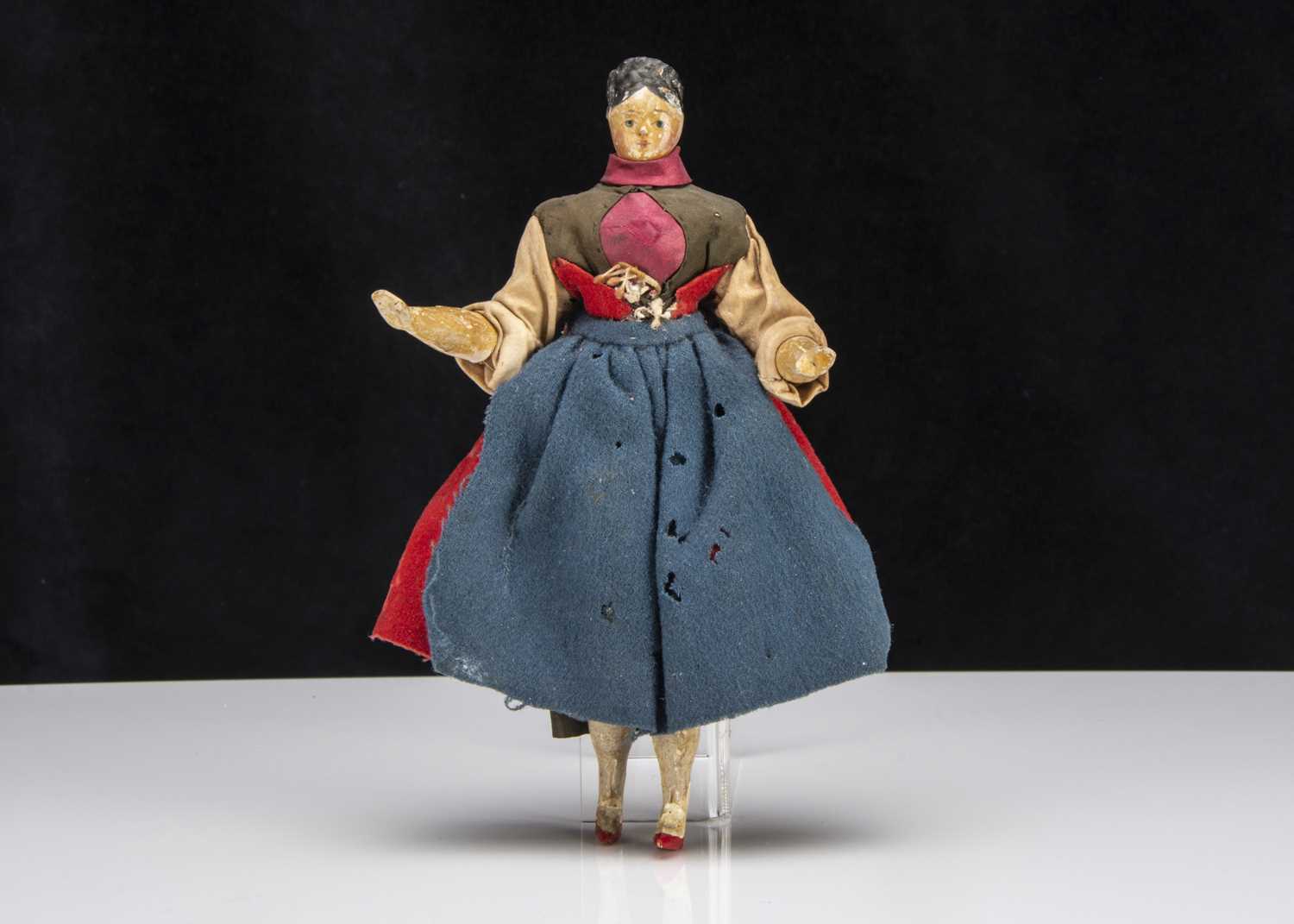 Lot 113 - A 19th century composition headed dolls’ house doll on jointed wooden body