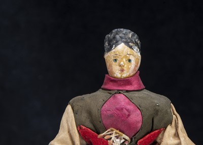 Lot 113 - A 19th century composition headed dolls’ house doll on jointed wooden body
