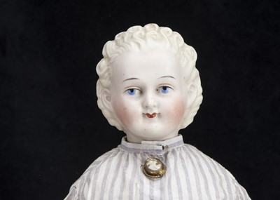 Lot 162 - An unusual 19th century German bisque shoulder-head doll