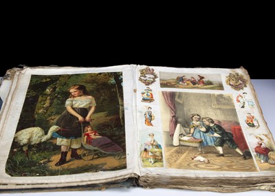 Lot 184 - A mid 19th century scrap book on linen
