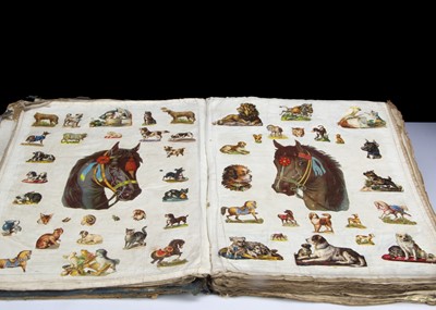 Lot 184 - A mid 19th century scrap book on linen