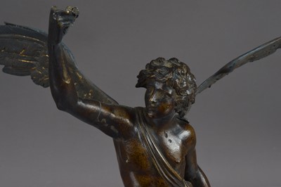 Lot 291 - An unusual antique bronzed sculpture of a neoclassical winged angel
