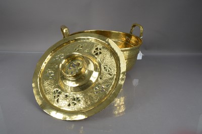 Lot 328 - A Middle Eastern polished brass basin and  cover