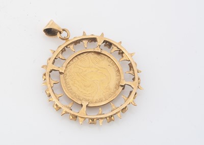 Lot 42 - A French 20 Franc 'Rooster' gold coin pendant