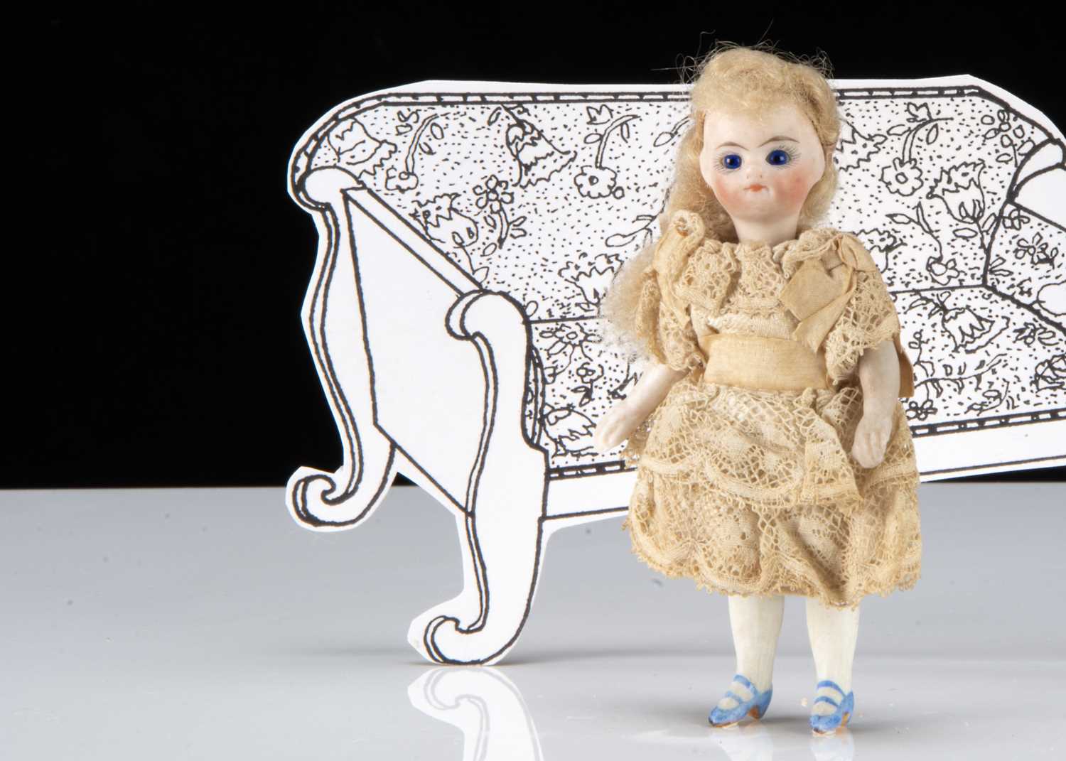 Lot 18 - A French all-bisque swivel head dolls’ house doll