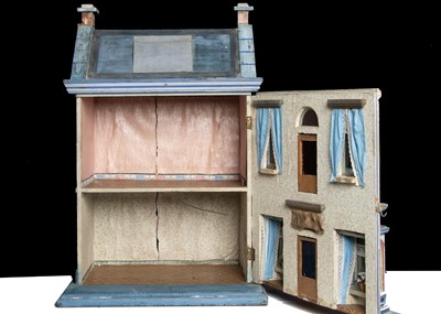 Lot 25 - A Gottschalk wooden blue roof dolls’ house