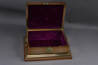 Lot 407 - A late 19th Century Victorian two-tone brass and pietra dura jewel casket