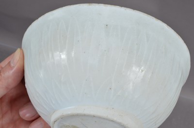 Lot 347 - A Chinese Southern Song Dynasty qingbai incised lotus bowl