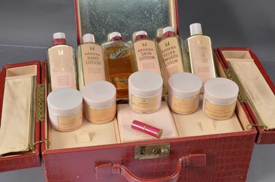 Lot 546 - An original 1950s Elizabeth Arden red leatherette fitted vanity case