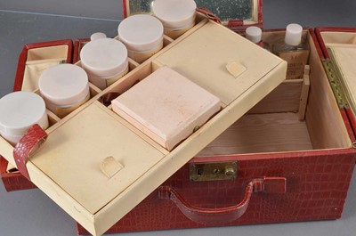 Lot 546 - An original 1950s Elizabeth Arden red leatherette fitted vanity case