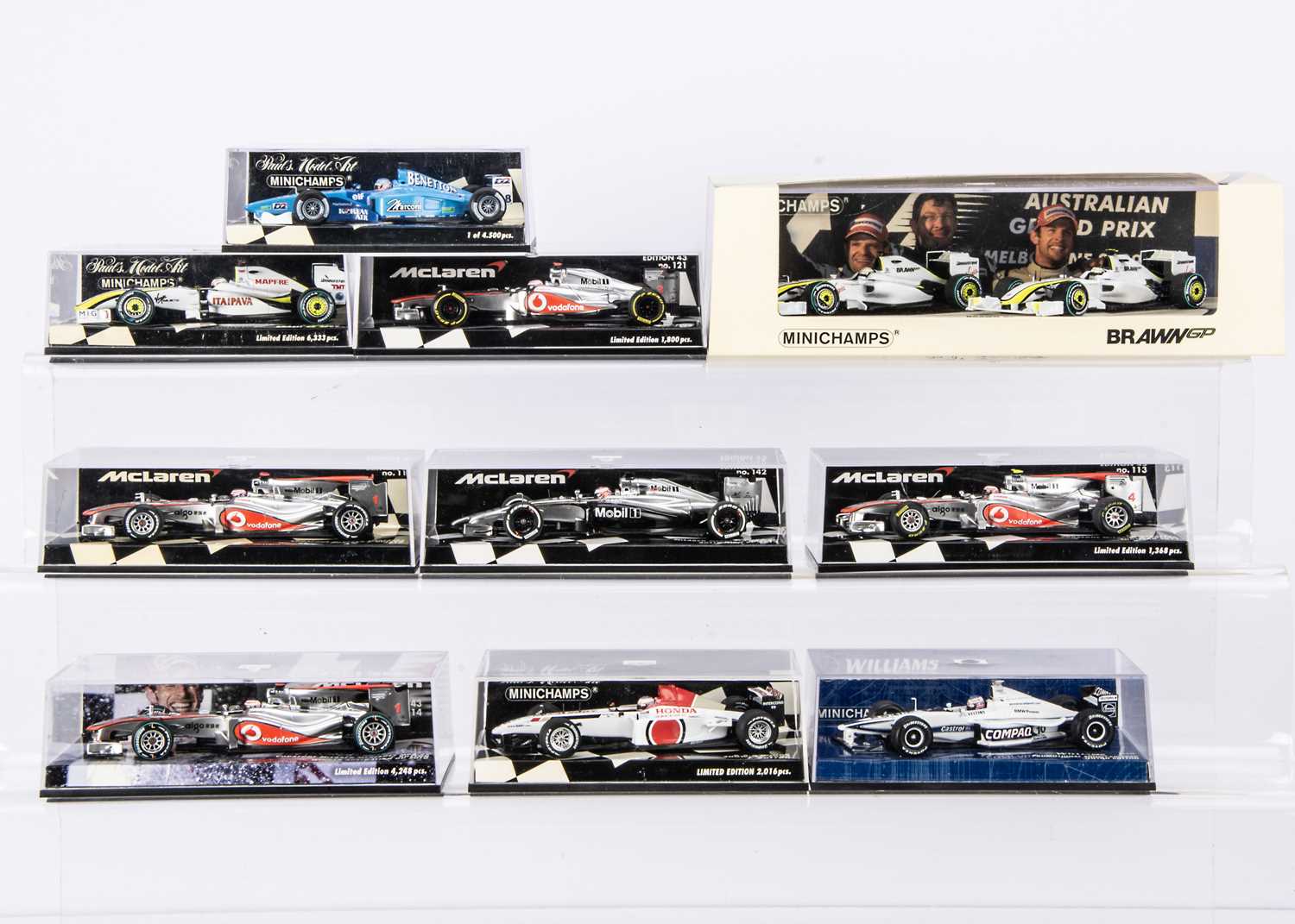 Lot 28 - Minichamps 1:43 Scale Jenson Button F1 Models