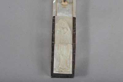 Lot 110 - A late 19th century Jerusalem olive wood and mother of pearl crucifix