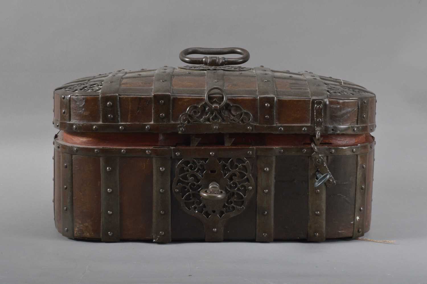 Lot 125 - An 18th century continental wooden Iron Bound Strong box