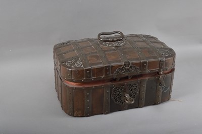 Lot 125 - An 18th century continental wooden Iron Bound Strong box