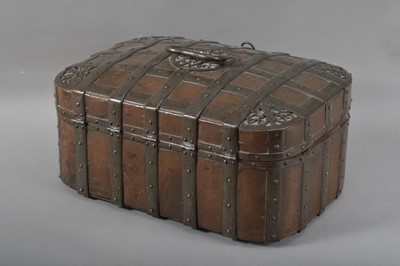 Lot 125 - An 18th century continental wooden Iron Bound Strong box