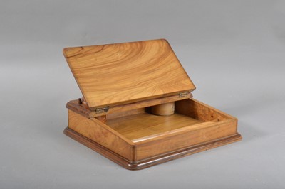 Lot 126 - A 19th century olivewood and stoneware inkwell