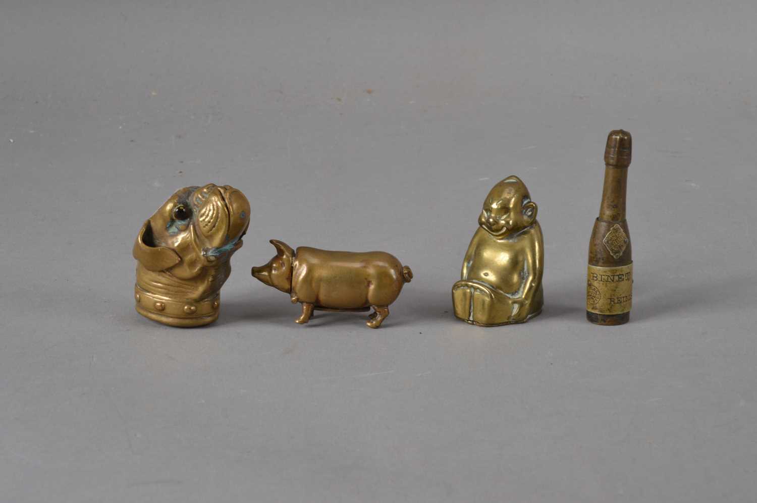 Lot 172 - Three Victorian and later brass novelty vesta cases