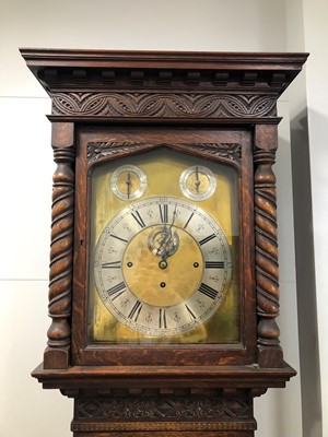 Lot 103 - An early 20th century Maple &Co. oak cased chiming longcase clock