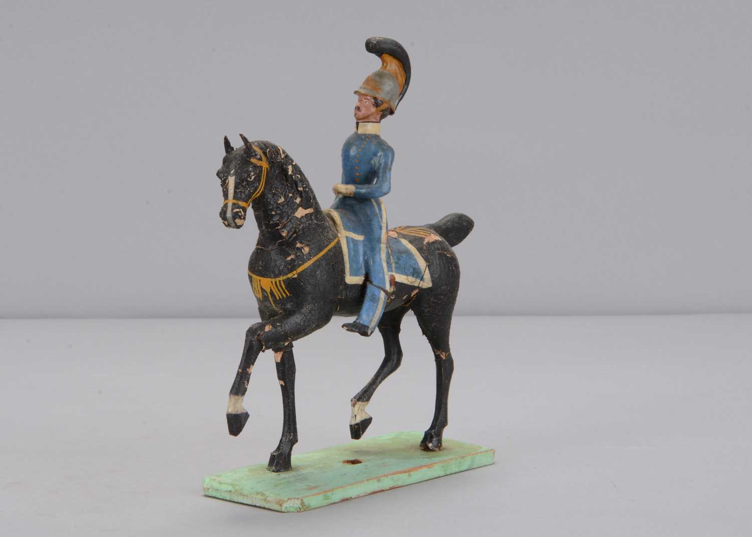 Lot 95 - A mid 19th century Thüringen wood and composition European cavalry, possibly Swedish