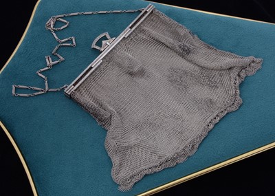 Lot 72 - An art deco white metal continental evening purse