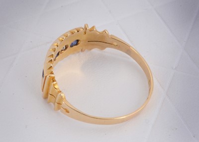 Lot 3 - A Victorian 18ct gold five stone sapphire and diamond ring