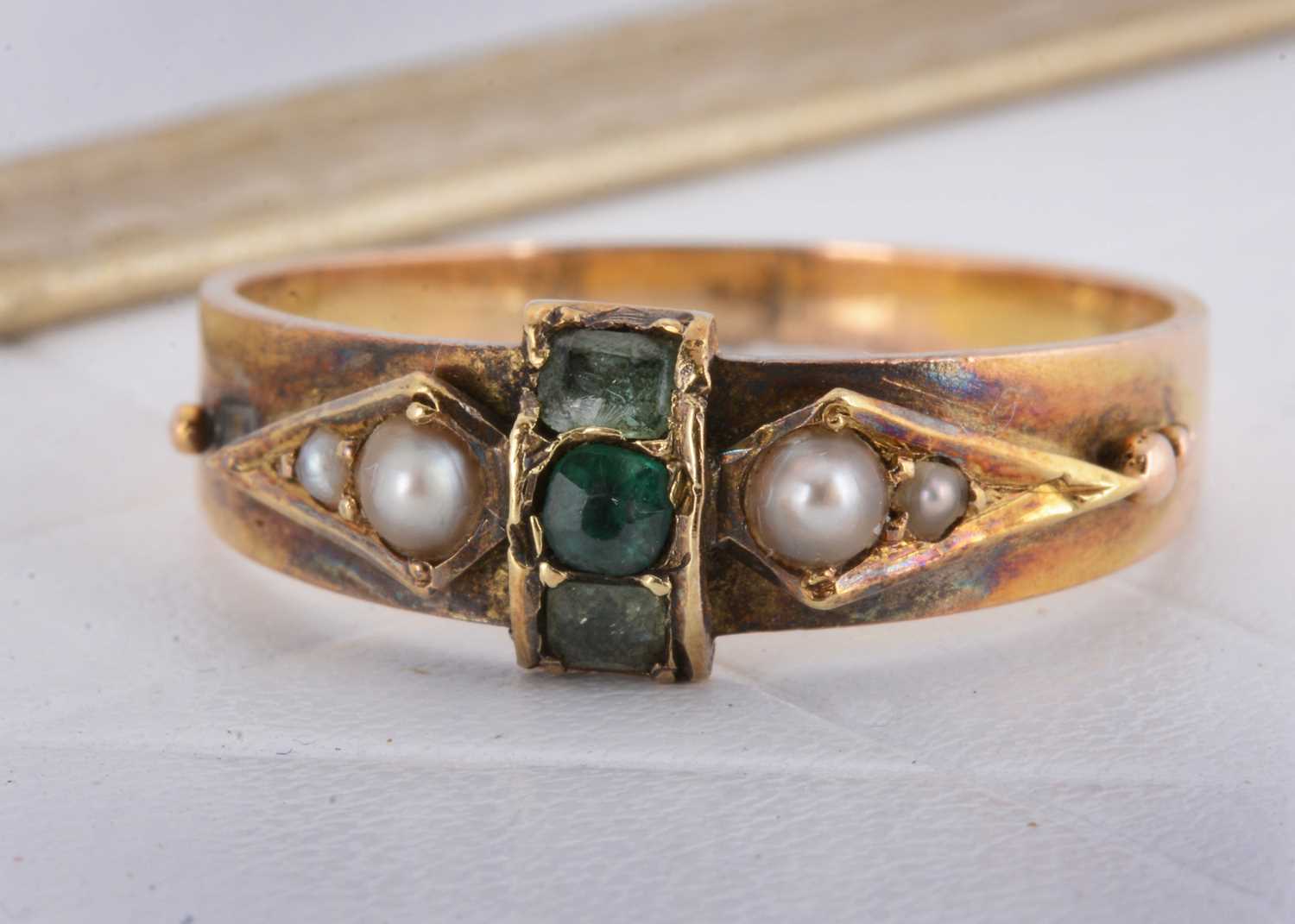 Lot 11 - A Victorian seed pearl and gem set dress ring