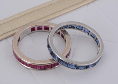 Lot 20 - Two gem set eternity bands
