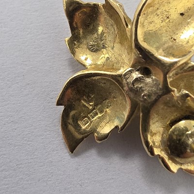 Lot 69 - A pair of Kutchinsky 18ct gold and diamond leaf earrings