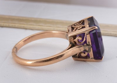 Lot 75 - A 9ct gold amethyst dress ring