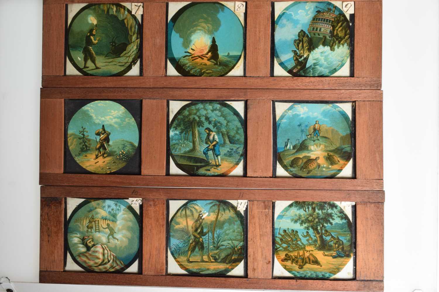 Lot 19 - Framed 3¼ Magic Lantern Slide set of Robinson Crusoe