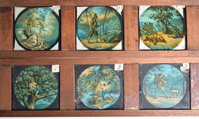 Lot 19 - Framed 3¼ Magic Lantern Slide set of Robinson Crusoe