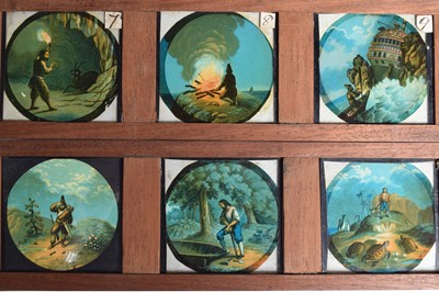 Lot 19 - Framed 3¼ Magic Lantern Slide set of Robinson Crusoe