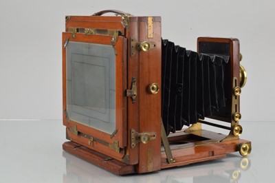 Lot 29 - A J. Lancaster Mahogany & Brass Whole Plate Field Camera
