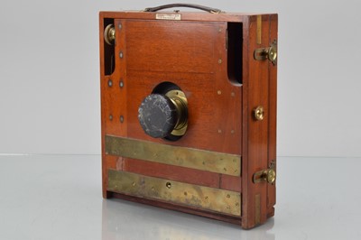 Lot 29 - A J. Lancaster Mahogany & Brass Whole Plate Field Camera