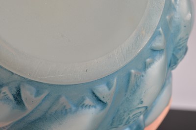 Lot 25 - A 1920s Lalique glass Camaret opalescent blue vase by Rene Lalique