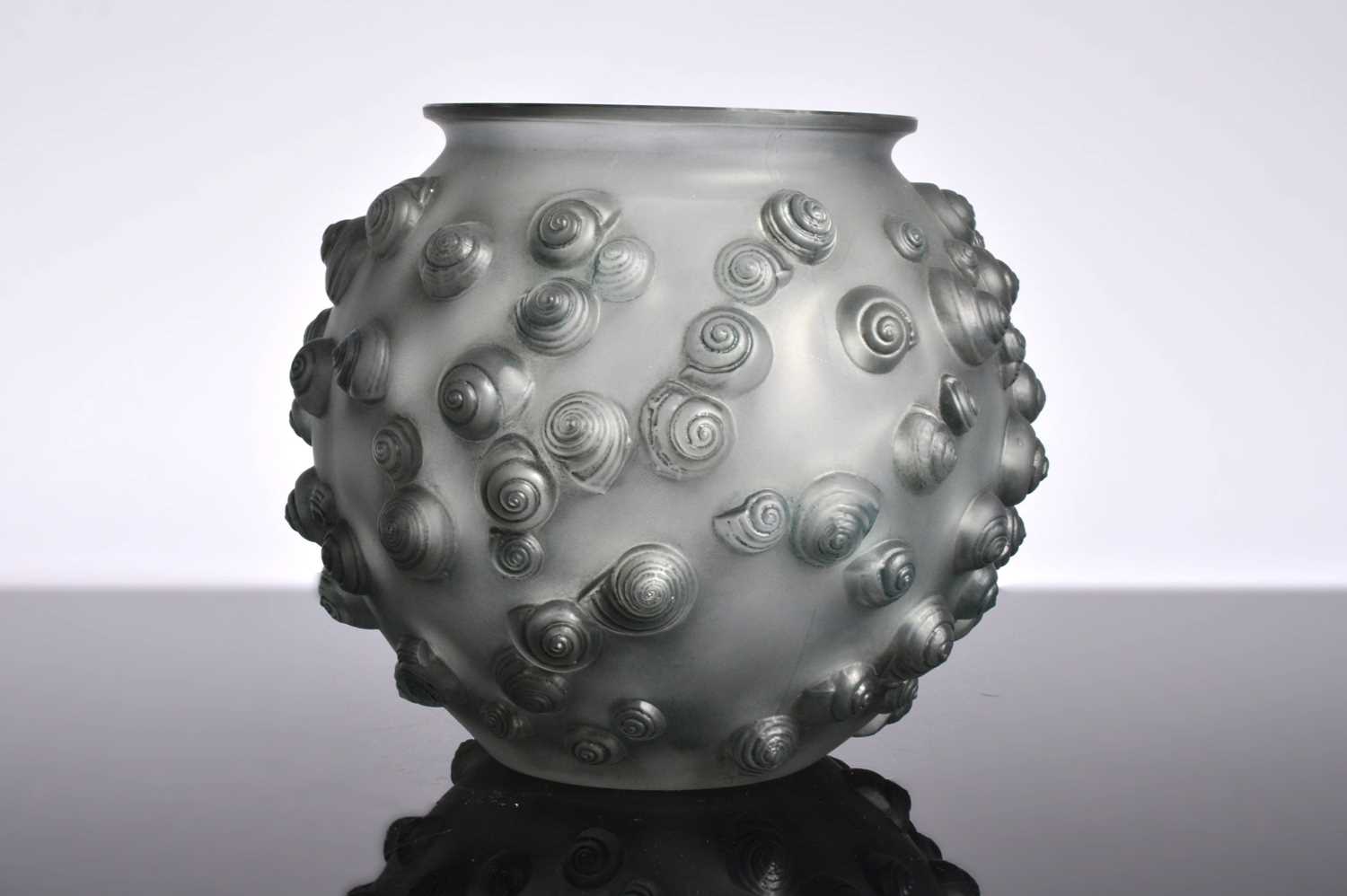 Lot 26 - A 1920s Lalique Palissy grey glass vase by Rene Lalique