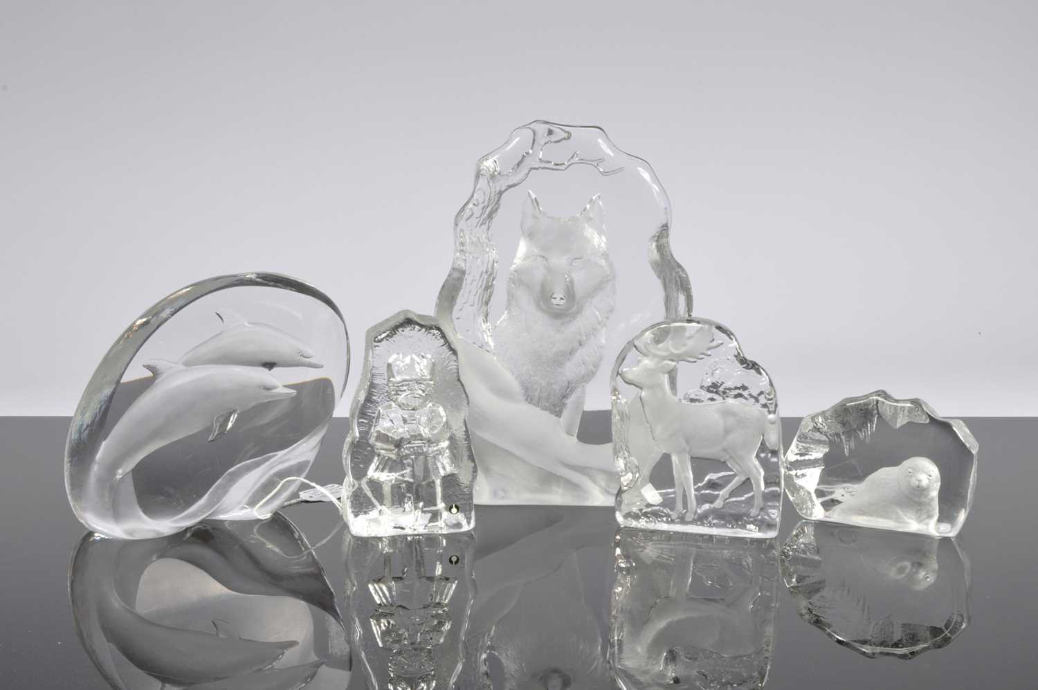 Lot 46 - Five second half 20th century glass sculptures by Mats Johansen