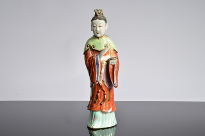 Lot 78 - Two damaged mid 20th century Chinese porcelain figural candle holders