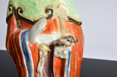 Lot 78 - Two damaged mid 20th century Chinese porcelain figural candle holders