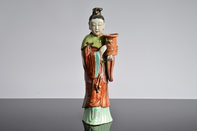 Lot 78 - Two damaged mid 20th century Chinese porcelain figural candle holders